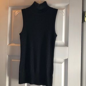 Black sleeveless turtleneck sweater